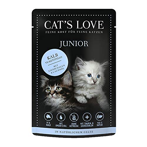 Cat´s Love Junior Katzenfutter Nassfutter Kalb Pur Ohne Getreide künstliche Farb- und Lockstoffe Zucker (Kalb, 12 x 85g) von Cat's Love Junior