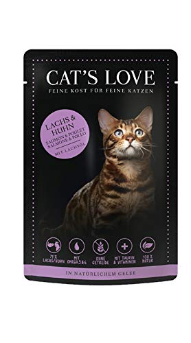 Cat´s Love Katzenfutter Nassfutter Mix Lachs & Huhn mit Petersilie und Lachsöl (Lachs & Huhn, 24 x 85g) von Cat's Love Mix