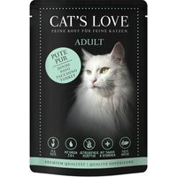 CAT'S LOVE Nassfutter Katze Adult in Gelee Classic Pute pur mit Lachsöl & Katzengamander 24x85 g von Cat's Love