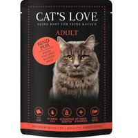 CAT'S LOVE Nassfutter Katze Adult in Gelee Classic Rind pur mit Distelöl & Löwenzahn 24x85 g von Cat's Love