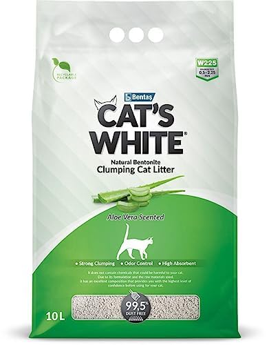 Cat's White Aloe Vera duftende Katzentoilette für Katzen, Geruchsabnahme für Katzen und Kätzchen, 10 l von Cat's White