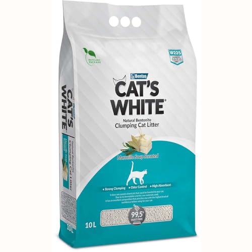 Cat's White Katzenstreu mit Duft von Marseille für Katzen, Geruchsabnahme für Katzen und Kätzchen, 10 l von Cat's White