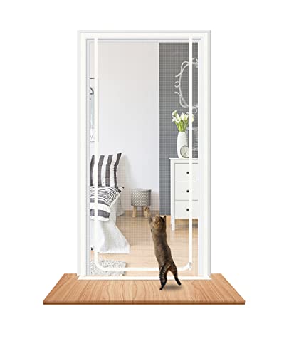 Cat Screen Katzennetz für Balkon, Haustiere Bildschirm Tür, verhindern, DASS Katzen aus Laufen, Katze Mesh Tür Bildschirm für Wohnzimmer, Schlafzimmer, Küche (Passende Türgröße:90cm x 200cm) von Caseeto