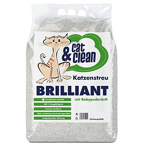 Cat & Clean Katzenstreu Der Extraklasse Klumpendes Einstreu Extrem Saugfähig Naturprodukt Aus Bentonit (Brilliant Babypuderduft, 20) von Cat & Clean