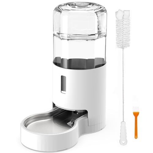 CatAve Automatischer Wasserspender für Hunde, 7 l, Schwerkraft-Wasserspender mit Edelstahlnapf, große Kapazität, Wasserspender für mittelgroße und große Hunde, Katzen und andere Haustiere (weiß) von CatAve