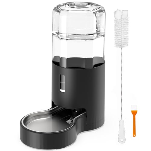 CatAve Automatischer Wasserspender für Hunde, 7 l, Schwerkraft-Wasserspender mit Edelstahlnapf, große Kapazität, Wasserspender für mittelgroße und große Hunde, Katzen und andere Haustiere (schwarz) von CatAve