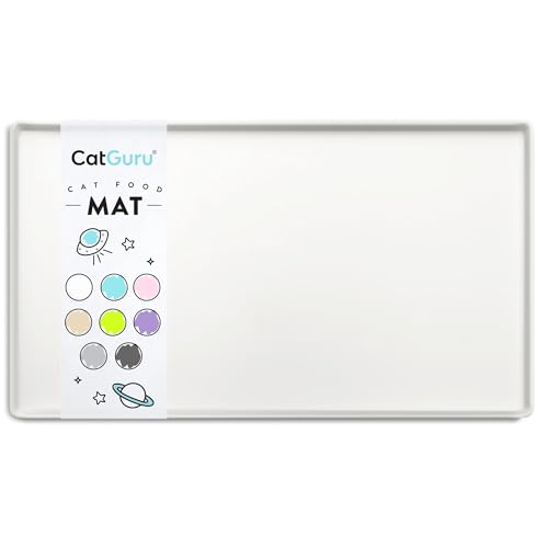 CatGuru Katze Essen Matte, 19 "X 12" - 24 "X 16", Essbrett Silikon Katze, Katze Tischset, Pet Food-Matte, S Marshmallow von CatGuru