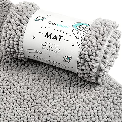 CatGuru wasserdichte Anti-Rutsch-Maschine Waschbar Cat Litter Mat XL Grau von CatGuru