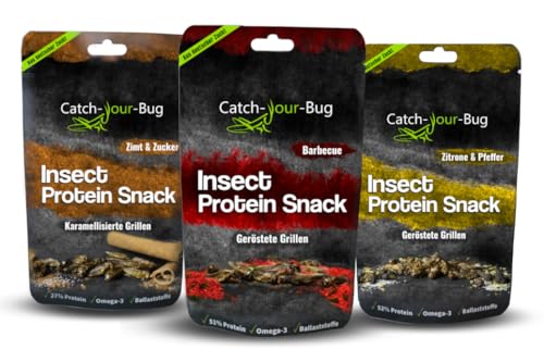 3er-Pack essbare Insektensnacks - 45g gewürzte Grillen zum Essen von Catch-Your-Bug, 3x15g von Catch-your-bug