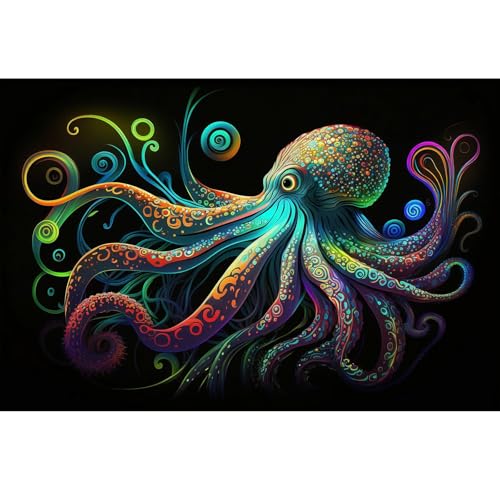 Oktopus-Aquarium-Hintergrund, exquisiter farbenfroher Oktopus-Terrarium-Hintergrund, leuchtender Oktopus auf schwarzem Hintergrund, für Aquarien, Poster, Tapete, Dekorationen, Vinyl, 121,9 x 61 cm Oktopus-Aquarium-Hintergrund, exquisiter farbenfroher Oktopus-Terrarium-Hintergrund, leuchtender Oktopus auf schwarzem Hintergrund, für Aquarien, Poster, Tapete, Dekorationen, Vinyl, 121,9 x 61 cm von CaterRina