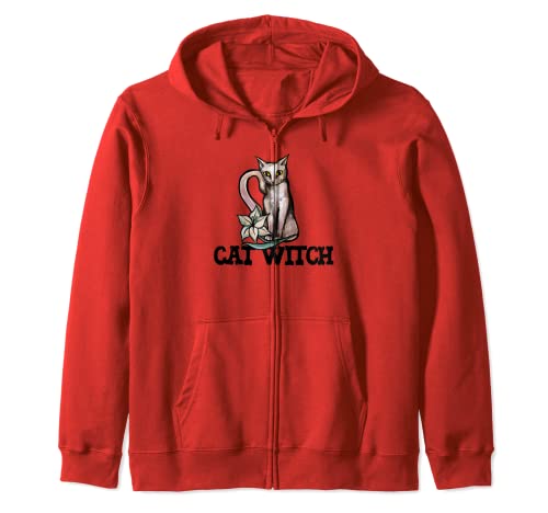 Cat Witch White cats design fun white cat Zip Hoodie von Caterpillar