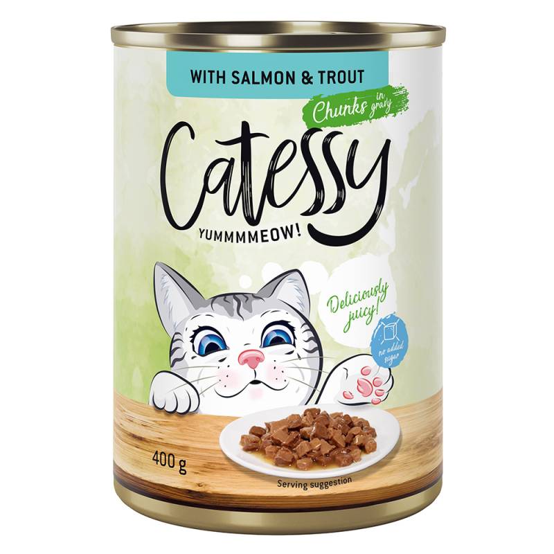 Sparpaket Catessy Häppchen in Sauce oder Gelee 24 x 400 g - mit Lachs und Forelle in Sauce von Catessy