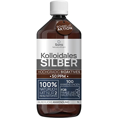 Kolloidales Silber 50 PPM 1000 ml ● Premium Silberwasser Stärker als 25ppm ● Für Mensch, Hund & Katze ● Carbon Neutral ● 100% natürlich mit 2 Zutaten von Catharsis