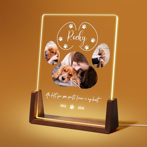 Cathpetic Personalisiert Gedenktafel für Haustiere,In Memoriam Katze Hund,Anpassbar Foto/Song/Text für Gedenkstätte für Memoriam Haustiere,Led Bilderrahmen Gib Lieblingstier von Cathpetic