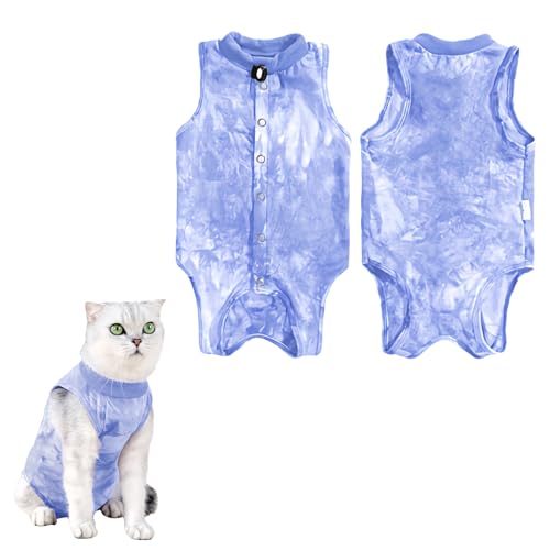 Katzenbody Nach Op Kastration Katze, Cat Chirurgischer Erholungsanzug, Katzen Kleidung Anti-leckende, Recovery Suit Katze Medizinischer Katzenanzug, Kegel E Halsband Alternative (Blau, L) von Catime