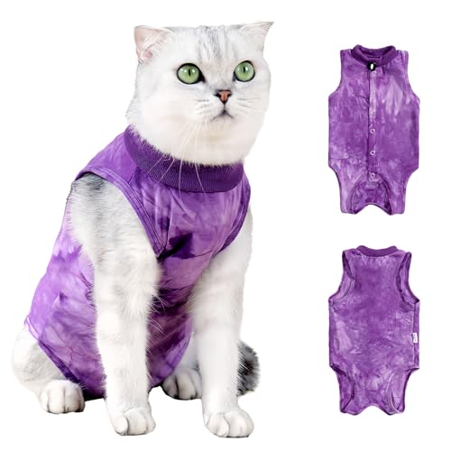 Katzenbody Nach Op Kastration Katze, Cat Chirurgischer Erholungsanzug, Katzen Kleidung Anti-leckende, Recovery Suit Katze Medizinischer Katzenanzug, Kegel E Halsband Alternative (Lila, M) von Catime