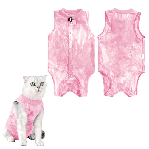 Katzenbody Nach Op Kastration Katze, Cat Chirurgischer Erholungsanzug, Katzen Kleidung Anti-leckende, Recovery Suit Katze Medizinischer Katzenanzug, Kegel E Halsband Alternative (Rosa, L) von Catime