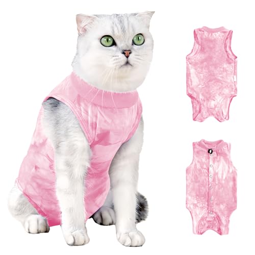 Katzenbody Nach Op Kastration Katze, Cat Chirurgischer Erholungsanzug, Katzen Kleidung Anti-leckende, Recovery Suit Katze Medizinischer Katzenanzug, Kegel E Halsband Alternative (Rosa, M) von Catime