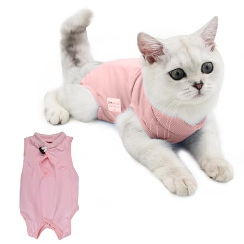 Recovery Suit Katze, Katzenbody Nach Op, Kegel E Halsband Alternative, Haustiere Chirurgie Suits, Welpenschutzkleidung, Cat Chirurgischer Erholungsanzug für Bauchwunden oder Hautkrankheiten (L, Rosa) von Catime