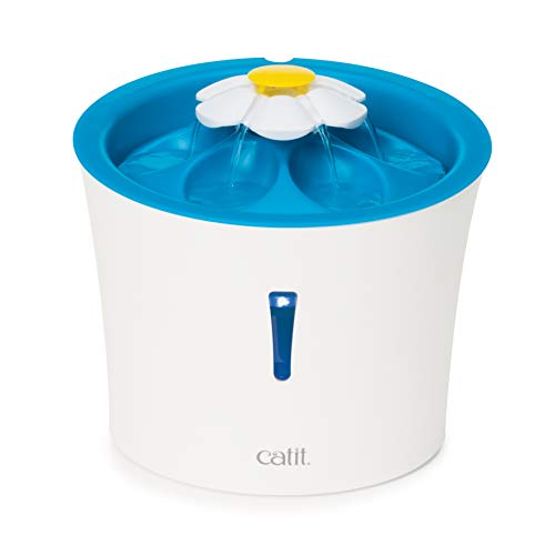 Catit Flower Fountain, Blumentrinkbrunnen mit LED für Katzen, 3L, weiß/blau von Catit