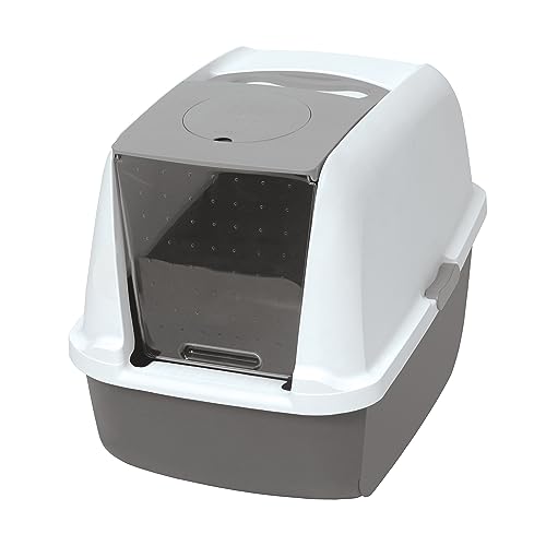 Catit 50702 Katzentoilette mit Abdeckung, 46 x 41,5 x 54,5cm, Weiss/Grau (Produkt kann variieren) von Catit