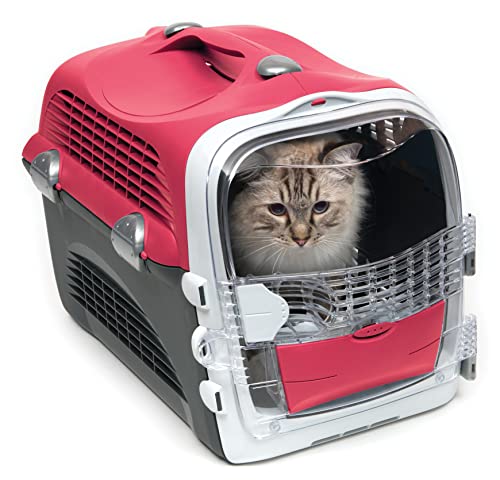 Catit Cabrio Carrier, Transportbox fuer Katzen, 51 x 33 x 35cm, rot/grau von Catit