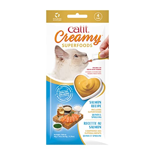 Catit Creamy Superfood Leckpaste für Katzen mit Lachs und den Superfoods Quinoa und Spirulina von Catit