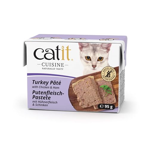 Catit Cuisine - Premium Nassfutter für Katzen - Pastete mit Putenfleisch mit Huhn und Schinken, Alleinfuttermittel, 95g, getreidefrei, hoher Fleischanteil von Catit