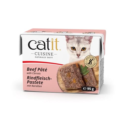 Catit Cuisine - Premium Nassfutter für Katzen - Pastete mit Rindfleisch und Karotten, Alleinfuttermittel, 95g, getreidefrei, hoher Fleischanteil von Catit