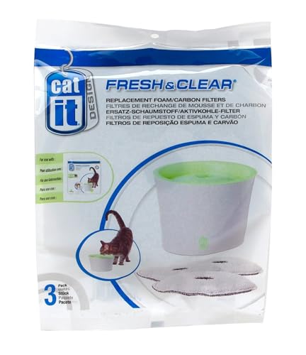 Catit Ersatzreinigungsfilter, Trinkbrunnenfilter, für die 3L Catit Trinkbrunnen, 3er Pack von Catit