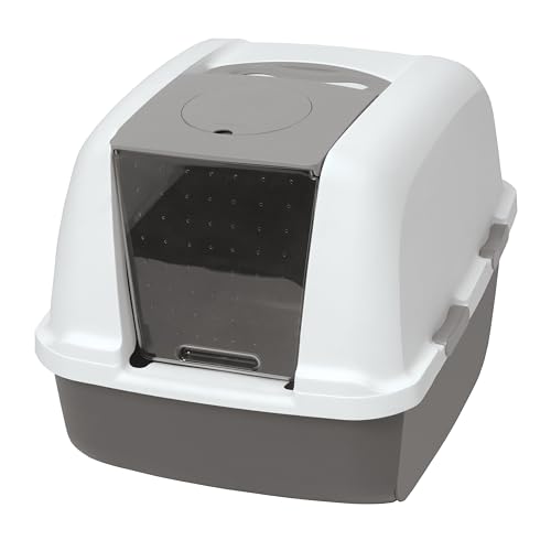 Catit Jumbo Katzentoilette mit Abdeckung, Weiss/Grau von Catit