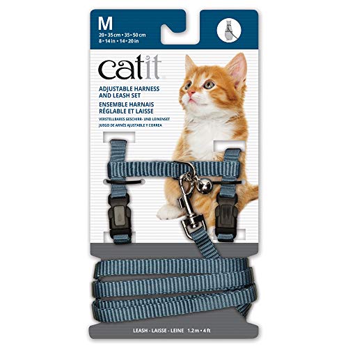 Catit Katzengeschirr und Leine, Nylon, verstellbar, Größe M, Blau von Catit