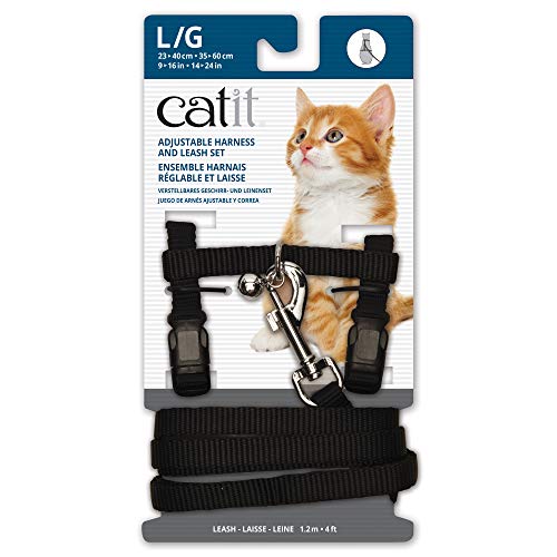 Catit Katzengeschirr und Leine, Nylon, verstellbar, groß, Schwarz von Catit