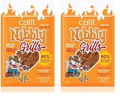 Catit Nibbly Grills, Kaustreifen aus Hühnchen und Hummer, für Katzen, 30g (Packung mit 2) von Catit