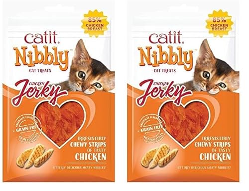 Catit Nibbly Jerky, Kaustreifen aus Hühnchen für Katzen, 30g (Packung mit 2) von Catit