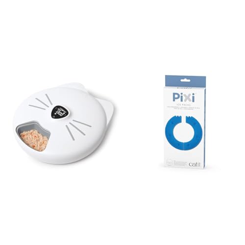 Catit - PIXI Smart Futterautomat mit 6 Mahlzeiten (Nassfutter) + CA Pixi Kühlakku f. 6-Meal Feeder, 2 Stück von Catit