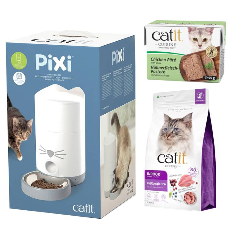 Catit Pixi Smart Futterautomat + 400 g Trocken- und 95 g Nassfutter gratis! - Fassungsvermögen: 1,2 kg von Catit