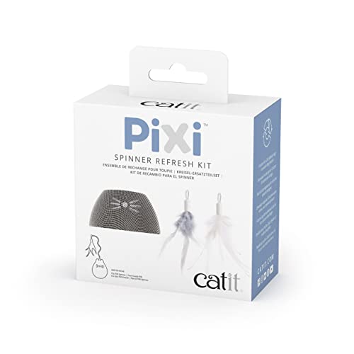 Pixi Spinner Refresh Kit, Ersatz Stoffbezug und Ersatz Federn für Pixi Spinner - Leckereienspender, Snackspender, interaktives Spielzeug für Katzen, in Grau von Catit