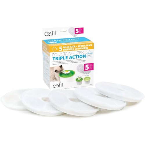 Catit Triple Action Filter, 3fach wirksamer Ersatzfilter, Trinkbrunnenfilter, 5er Pack von Catit