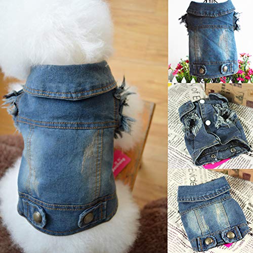 Catkoo Hundekleidung, Hundezubehör, Hundespielzeug, Hundekleid, Hundekleid, Cowboy-Jeansweste, Mantel, Jacke, Outfits, Haustierbedarf, Blau, XL von Catkoo