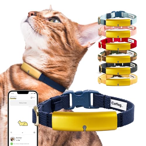 Catlog Gesundheitstracker für Katzen – Intelligentes Katzenhalsband mit Sicherheitsverschluss für Hauskatzen, Wellness-Benachrichtigungen, Echtzeit-Überwachung (Blau, M) von Catlog