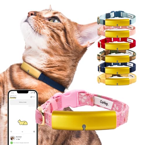 Catlog Gesundheitstracker für Katzen – Intelligentes Katzenhalsband mit Sicherheitsverschluss für Hauskatzen, Wellness-Benachrichtigungen, Echtzeit-Überwachung (Kimono (Sakura), L) von Catlog