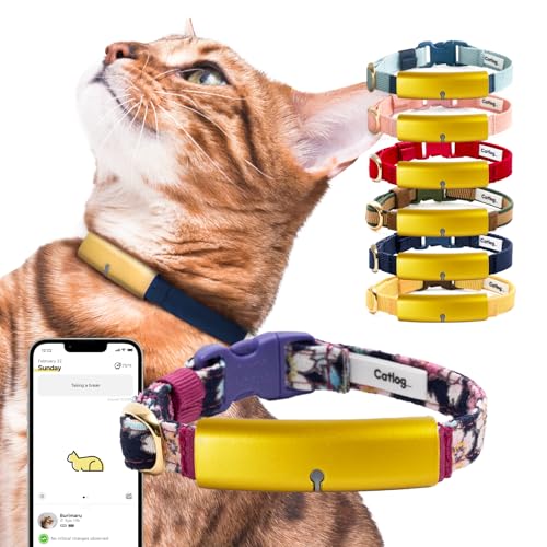 Catlog Gesundheitstracker für Katzen – Intelligentes Katzenhalsband mit Sicherheitsverschluss für Hauskatzen, Wellness-Benachrichtigungen, Echtzeit-Überwachung (Kimono (Sakura-Nacht), M) von Catlog