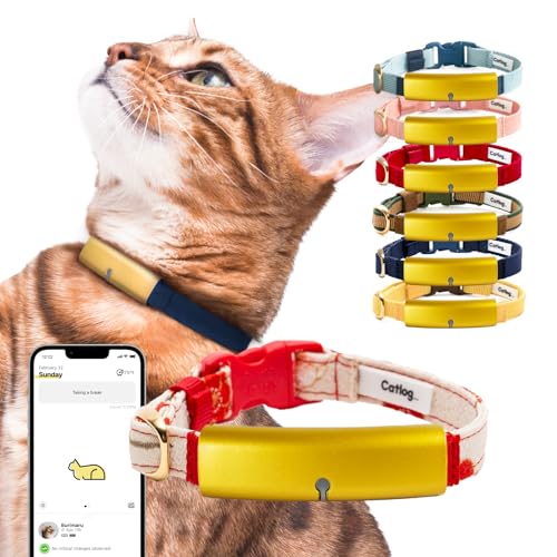 Catlog Gesundheitstracker für Katzen – Intelligentes Katzenhalsband mit Sicherheitsverschluss für Hauskatzen, Wellness-Benachrichtigungen, Echtzeit-Überwachung (Kimono (Ume), L) von Catlog