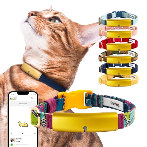 Catlog Gesundheitstracker für Katzen – Intelligentes Katzenhalsband mit Sicherheitsverschluss für Hauskatzen, Wellness-Benachrichtigungen, Echtzeit-Überwachung (Mosaik), L) von Catlog