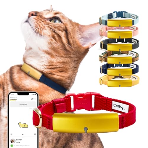 Catlog Gesundheitstracker für Katzen - Intelligentes Katzenhalsband mit Sicherheitsverschluss für Hauskatzen, Wellness-Benachrichtigungen, Echtzeitüberwachung (Rot, XXL) von Catlog