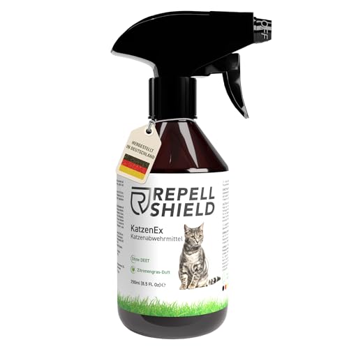 RepellShield Natürliches Katzenabwehrspray - 250ml - Katzenschreck Spray zum Katzen vertreiben & Anti Kratz Spray Katzen, Fernhaltespray Katzen, Katzenabwehr Garten - Ohne Flecken & Rückstände von RepellShield