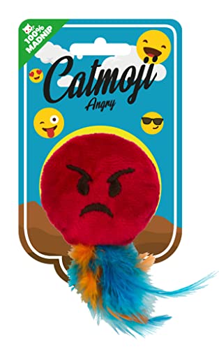 Catmoji Spielzeug mit Federn für Katzen Emoji Cat Angry (with Madnip) von Catmoji