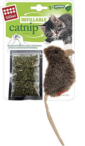 Catnip GiGwi Katzenmaus, wiederverwendbar, buntes Design, langlebige Materialien, leicht zu befüllen, stimuliert das Spiel, ideale Größe für kleine Pfoten, nachfüllbares Modell von Catnip