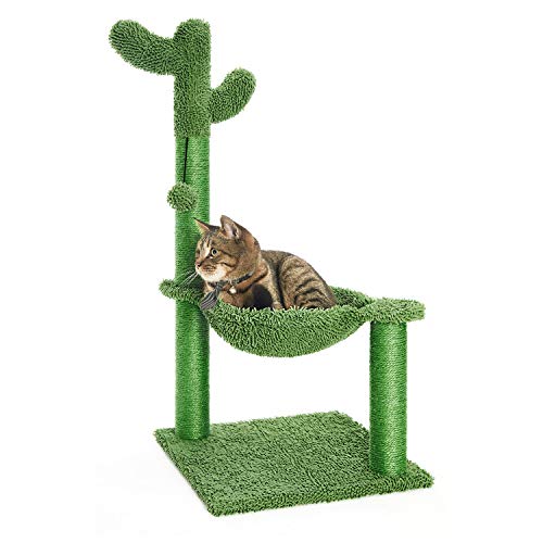 Catreaier Kratzbaum Katzenkratzbaum für Indoor Katzen mit Hängematte Mittelgrün von Catreaier